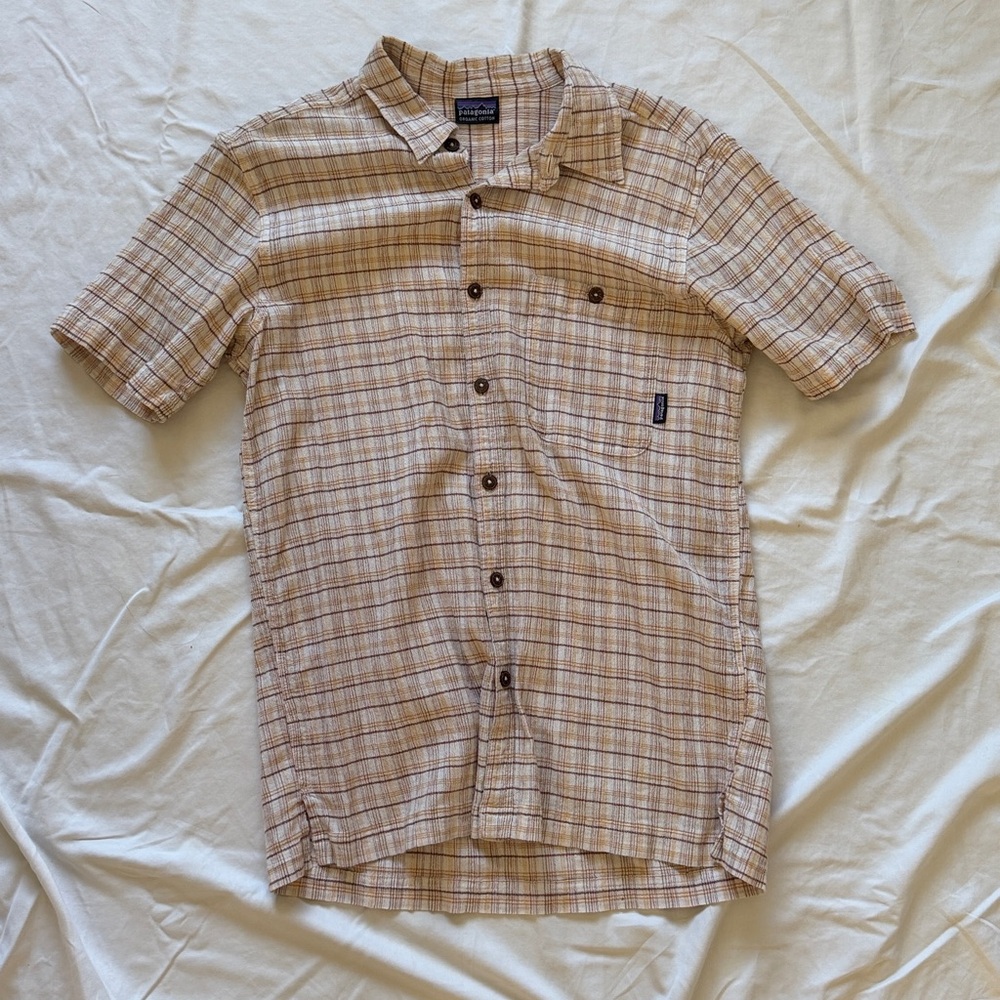 Patagonia Tan Plaid Short Sleeve Shirt
